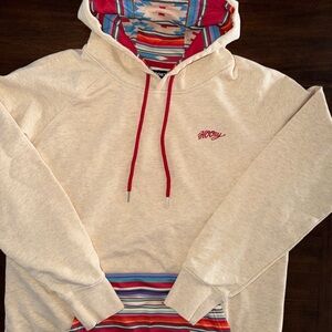 Hooey Aztec Rodeo Pullover Hoodie Sweatshirt Cowboy XL Kangaroo Pocket Beige